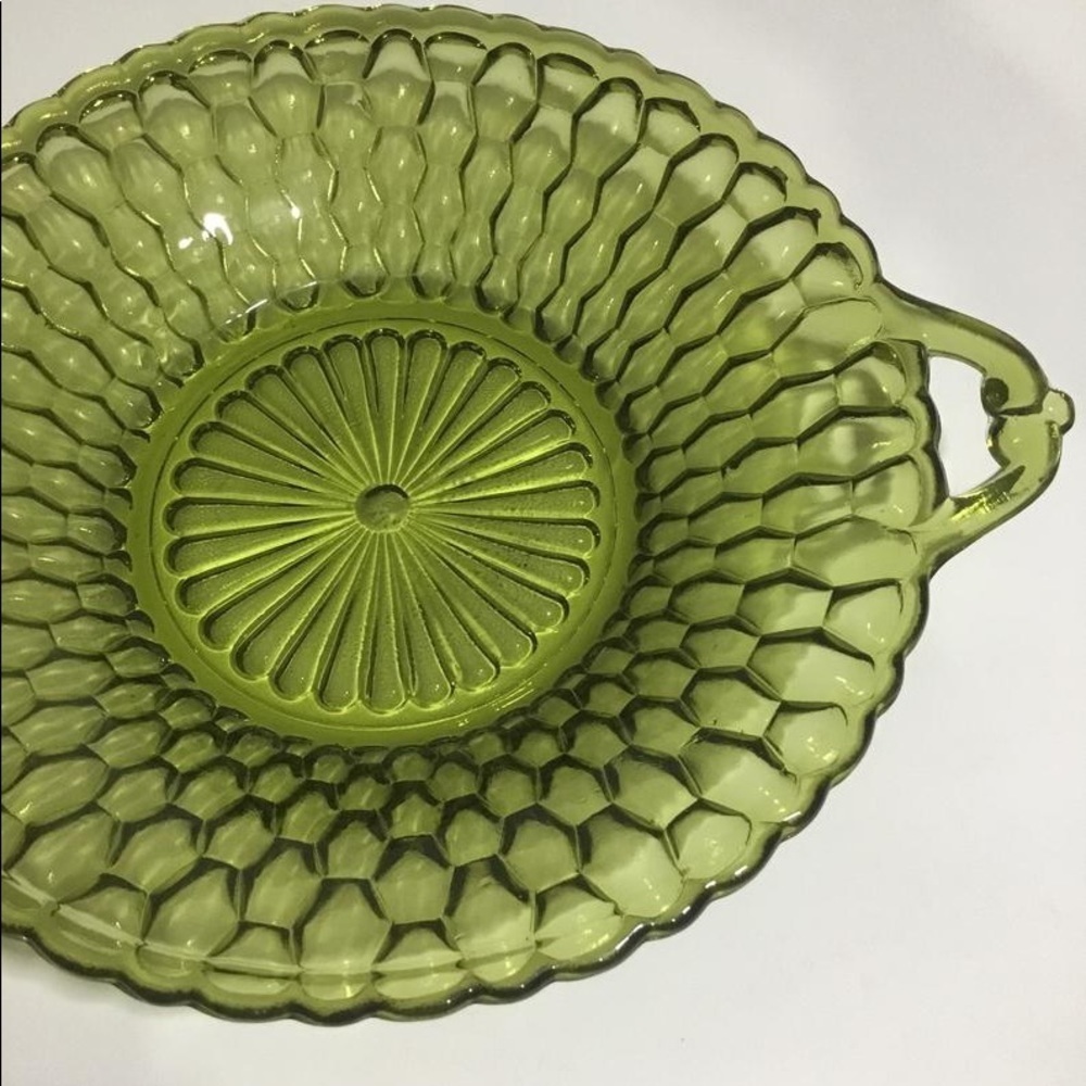 Vintage Green Depression glass candy dish